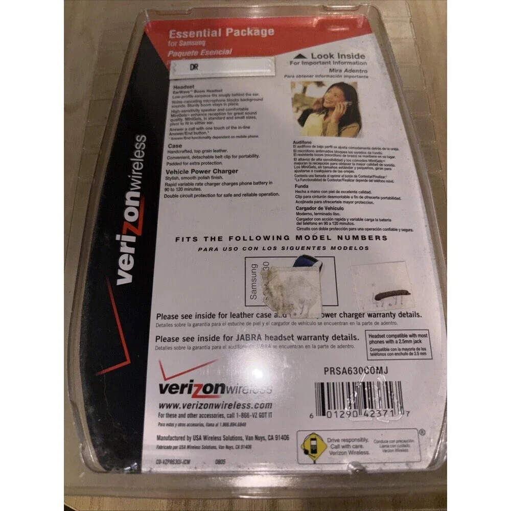 Verizon Essential Package Samsung SCH-a630 Cell Phone Headset Case Charger